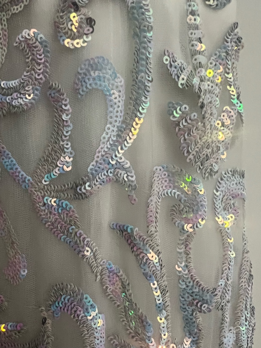 Angela & Alison Silver Sequin Bodice White Tulle Mermaid Gown - Picture 3 of 9